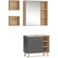 Vicco Badmöbelset Senyo: Spiegelschrank & Waschtischunterschrank - Badmöbel-Set mit hoher Kratzfestigkeit durch Melaminharzbeschichtung, ideal für stilvolle und pflegeleichte Badezimmergestaltung.