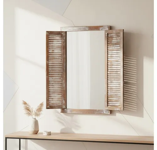 Rahmenspiegel - weiß - 48x68 cm - Spiegel für Unisex Erwachsene im Landhausstil, ideal für Schlafzimmer oder Eingangsbereiche, mit stabiler Wandmontage und elegantem Holzrahmen.