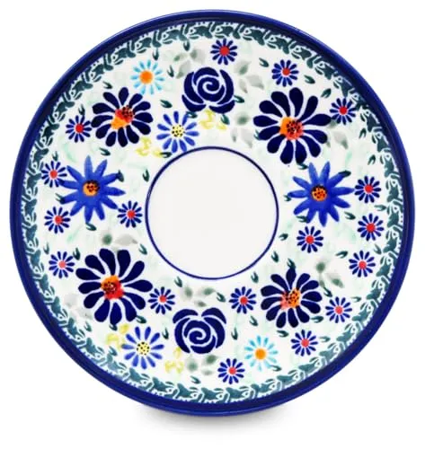 Bunzlauer keramik Untertasse Tassenuntersetzer Ø 16,0 cm, H 1,80 cm – Stellfläche Ø 5,30 cm (Dekor DU126)