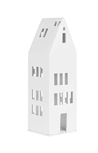 Räder Living Großes Lichthaus Porzellan 9x10x30 cm - Teelichthalter aus unglasiertem Porzellan, sorgt für eine stimmungsvolle Atmosphere mit elegantem Design.