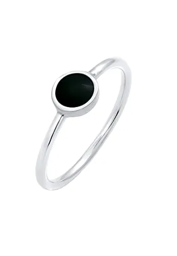 Elli Ring Damen Solitär Stapel Basic mit Emaille Schwarz von Elli
