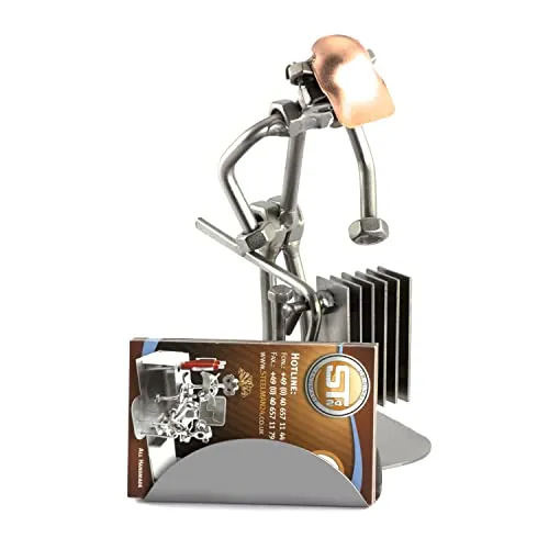 Steelman24 Dekofigur Heizungsinstallateur mit Visitenkartenhalter - Dekofigur Heizungsinstallateur, ideal als praktischer Visitenkartenhalter mit starkem Magneten für individuelle Platzierung und eine kreative Büroumgebung.