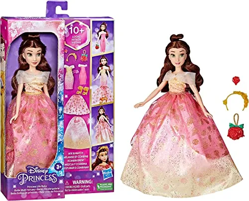 Hasbro Disney Prinzessinnen Belles Kleidergalerie Modepuppe, 10 Outfit-Kombinationen, Spielzeug für Kinder ab 3 Jahren, Multi, F4625