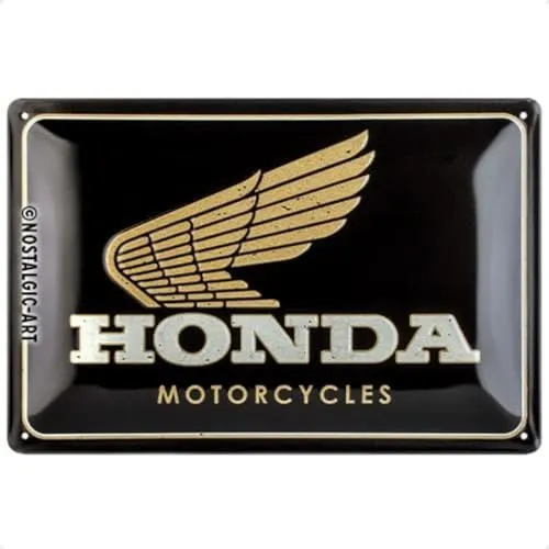 Nostalgic-Art Retro Blechschild, 20 x 30 cm, Honda MC – Motorcycles Gold – Geschenk-Idee für Biker, Original Lizenzprodukt (OLP), aus Metall, Werkstatt-Deko im Vintage Design, Blechschilder Sprüche