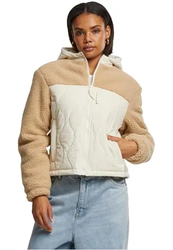 Urban Classics Ladies Sherpa Crinkle Nylon Mix Jacket unionbeige/whitesand, XS - Funktionsjacken, leichte Übergangsjacke aus atmungsaktivem Material für optimalen Komfort, ideal für Frühling und Herbst, perfekt für Alltag und leichte Aktivitäten.
