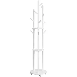Garderobenständer mit 11 Haken und 3 Ablagen, wolkenweiß - Praktischer Garderobenständer mit 11 Haken und 3 Ablagen für optimale Ordnung. Flexibel mit 4 drehbaren Rollen oder stabil im Stand einsetzbar. Ideal für Flur, Schlafzimmer oder Wohnzimmer.