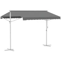 Outsunny Standmarkise 300x295 cm - Grau - Außenanbau und idealer Schattenspender für Garten oder Terrasse, mit Handkurbel und verstellbarem Neigungswinkel für optimalen Sonnenschutz.