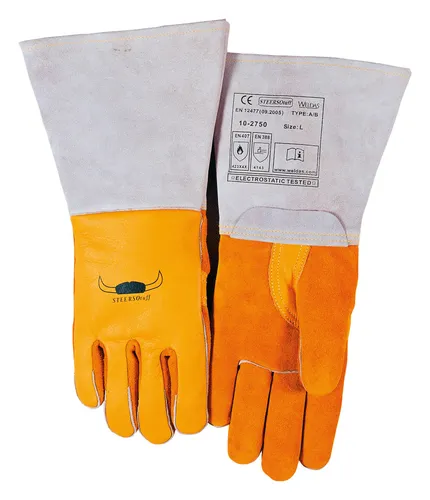 Weldas Schweißerhandschuh gelb Größe L - 10-2750L - Hochwertige Arbeitshandschuhe für Schweißer, hitzebeständig und bequem, ideal für den sicheren Einsatz in der Metallverarbeitung.