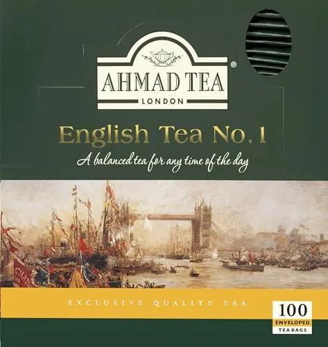 Ahmad Tea - English Tea No. 1 - Schwarztee-Mischung mit Bergamotte - Einzeln verpackte, Aromaversiegelte Teebeutel mit 2g Tee pro Portion - 100 Stück