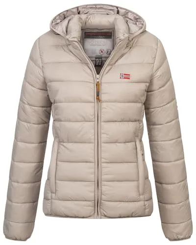 Geographical Norway Damen Steppjacke - Funktionsjacke, leicht und warm mit Kapuze, ideal für kalte Tage und Nächte, bietet Stil und Komfort.