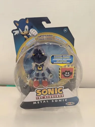 Sonic The Hedgehog Metal Sonic Actionfigur - Actionfigur aus der Sonic the Hedgehog-Kollektion, 10,2 cm groß, mit beweglichen Gelenken für kreatives Spielen und inklusive Zubehör zum Aufbau der Sonic Welt.