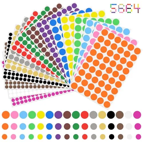 YARVPUV 5664 Stück Klebepunkte Bunt 16 Farben 3 Größe Bunte Klebepunkte Markierungspunkte Punkte Aufkleber Aufkleber Punkte für Kalender, Markieren, Büro, Kinderbasteln - 20mm 15mm 10mm