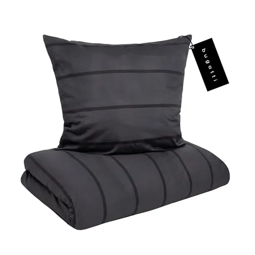 bugatti Satinbettwäsche 2-teilig im Streifenlook in grau von Bugatti