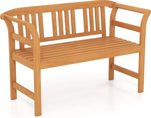 COSTWAY Gartenbank 2-Sitzer aus Akazienholz, wetterfest, mit Armlehnen - Entspannen Sie zu zweit auf dieser eleganten Gartenbank aus robustem Akazienholz. Mit einer stabilen Konstruktion trägt sie bis zu 360 kg und bietet durch die ergonomischen Armlehnen hohen Komfort für Ihre Outdoor-Momente.