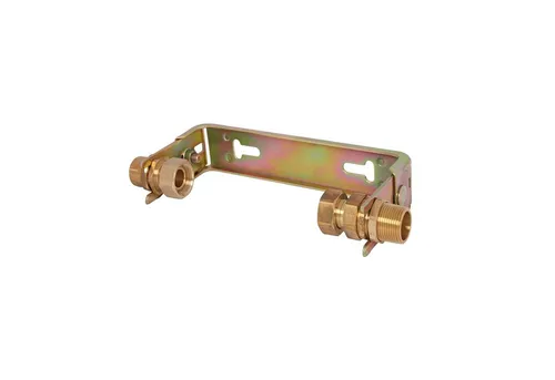 Js Wasserzähler-Bügel 1 1/2 x 1 1/4 Zoll – Verstellbar und Verzinkt - Verstellbarer Wasserzähler-Bügel aus gelb verzinktem Stahl, ideal für Hauswasserzähler mit 190 mm Baulänge. Robuste Bauweise mit Messing-Verschraubungen und Dichtungen für eine zuverlässige Installation.
