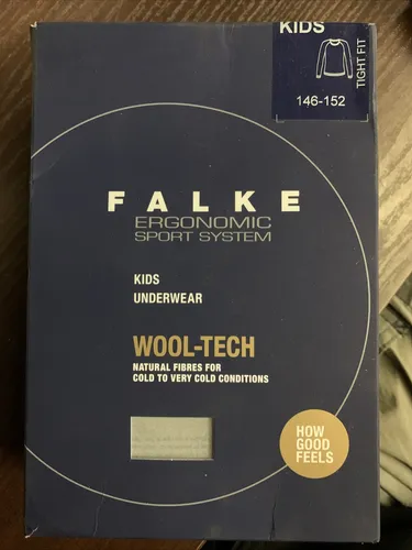 FALKE Kinder Schurwolle Wool-Tech Ergonomic Sport System - Skiunterwäsche aus 55% Schurwolle für optimalen Kälteschutz, atmungsaktiv und feuchtigkeitsabführend – ideal für sportliche Aktivitäten bei kaltem Wetter.
