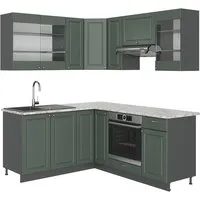 Produktbild Vicco Eckküche Fame-Line Landhaus Anthrazit Grün Gold 190 cm