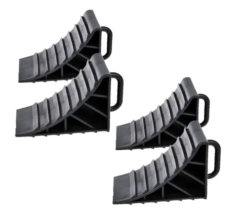 4x Unterlegkeil mit Griff Radkeil PKW Anhänger Wohnwagen Wohnmobil Bremskeil Set