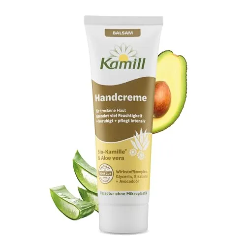 Kamill Handcreme Balsam 30ml – vegane Creme – Hand- & Nagelpflege mit Bio- Kamille und Avocadoöl in Reisegröße – beruhigend, reparierend & feuchtigkeitsspendend