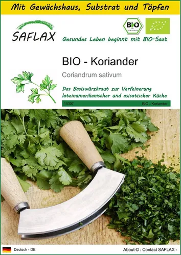SAFLAX Kräutersamen SAFLAX - Anzuchtset - BIO - Koriander