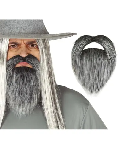 Horror-Shop Grauer Zauberer Bart für Magier