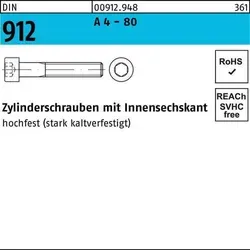 DIN 912 Zylinderkopf-Schaftschraube M10x40 Edelstahl A4 80 - 100 Stück - Maschinenschrauben aus hochwertigem Edelstahl A4, korrosionsbeständig und ideal für anspruchsvolle Anwendungen in der Industrie.