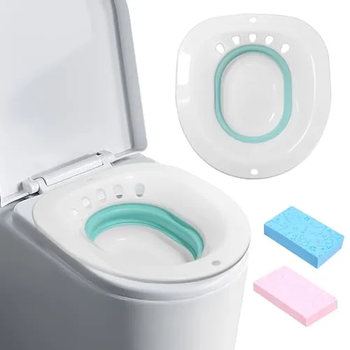 Faltbares Sitzbad für Toilette, tragbar mit Reinigungsschwamm
