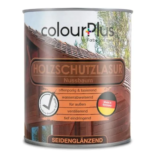 ColourPlus Holzschutzlasur außen 750 ml - Nussbaum - wetterfeste Holzschutzfarbe mit UV-Schutz für Gartenmöbel, Zäune und Carports - Holzlasur und Holzschutz Öl-Lasur für außen