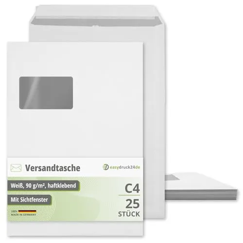 easydruck24de Umschläge mit Fenster C4-25 Stück