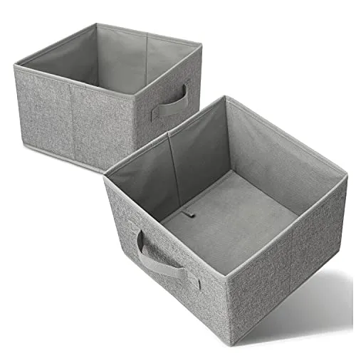 LCS-Store Aufbewahrungsbox 2er Set Grau, Organizer für Kleiderschrank, Büro, Kinderzimmer, Storage box faltbar (27 x 28 x 20cm), Stoffkiste für Kleidung, Spielzeug, Office