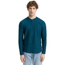 Langarmshirt TOM TAILOR DENIM für Herren in deep pond grün - Modisches Herren-Langarmshirt aus elastischem Single Jersey, taillenbedeckend mit praktischer Knopfleiste. Ideal für lässige Outfits und hohen Tragekomfort.