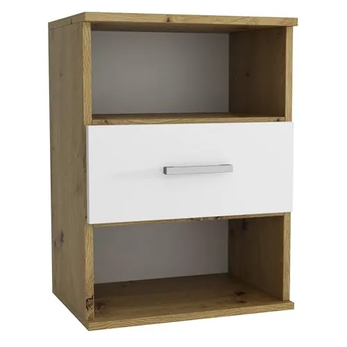 Masseno Nachttisch NOCTA Nachtschrank Beistelltisch für Schlafzimmer 48 x 65,5 x 35 cm Weiß