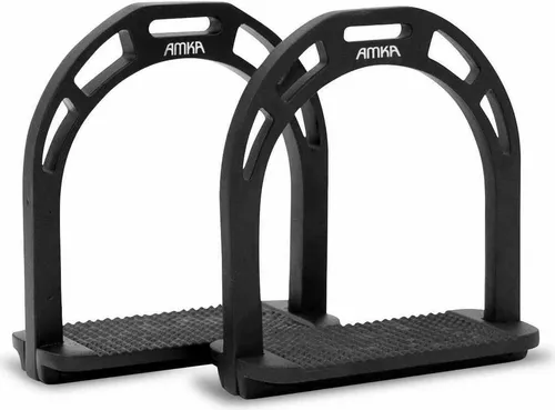 Aluminium Steigbügel AMKA breite Anti-Slip Trittfläche schwarz 015/035