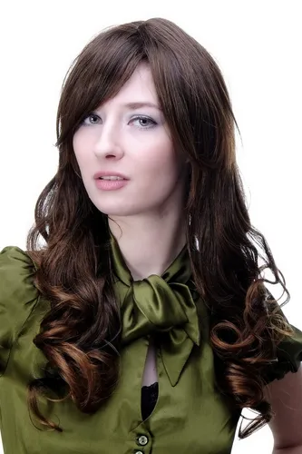 Perücke Damenperücke braun Scheitel lockige lange Haare ca. 60 cm 9319-2T30 Wig
