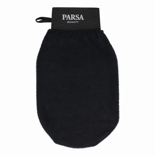 PARSA Beauty Wellness Viskose Peelinghandschuh, Schwarz, Porentiefe Reinigung für Glatte Haut