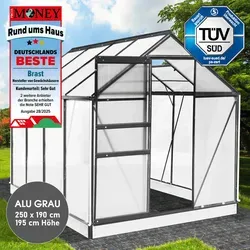 BRAST Gewächshaus ALU mit Fundament 250x190x195cm von BRAST