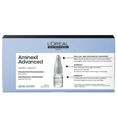 L'Oreal Professionnel Serie Expert Aminexil Advanced Serum 10 x 6 ml - Haarkuren für dünner werdendes Haar, reduziert nicht krankheitsbedingten Haarausfall mit Aminexil und Omega-6 für gestärktes Haar und verbesserte Verankerung.