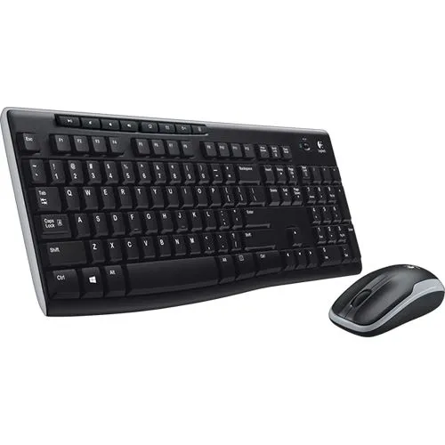 Logitech MK270 Wireless Desktop Set - Kabelloses Maus-Tastatur-Set mit QWERTY Layout in Schwarz, ideal für komfortables Arbeiten mit einer Reichweite von bis zu 10 Metern.