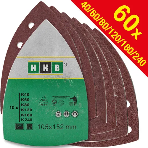 X Schleifblätter Klett-105x152mm, 10 x K40 bis 240, Korund,  Multi Schleifer 60