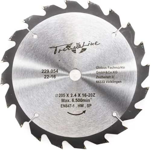 TrendLine HM-Kreissägeblatt 205 mm, Bohrung 16 mm, 20 Zähne