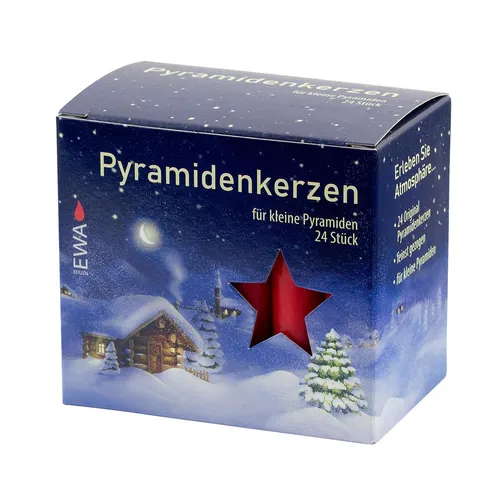 JEKA Pyramidenkerzen 24Stk, 14x74mm, Rot - Ideal für Ihre Weihnachtspyramide - Hochwertige Pyramidenkerzen in Rot, speziell für festliche Anlässe. Mit einer Breite von 14 mm und einer Höhe von 74 mm bringen sie stimmungsvolles Licht in Ihre Weihnachtsdekoration.