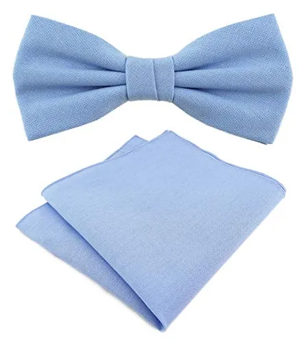 TigerTie - SET Herrenfliege + Einstecktuch in hellblau einfarbig Uni - Fliegen Gr. 29 bis 50 cm Halsumfang verstellbar + Aufbewahrungsbox