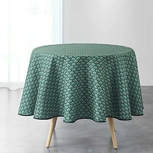 Douceur d'intérieur Runde Tischdecke ALIANOR aus Polyester, Ø 180 cm - Moderne, gemusterte Tischdecke für runde Tische, strapazierfähig und pflegeleicht. Ideal für den Innenbereich, sorgt für eine stilvolle Atmosphäre.