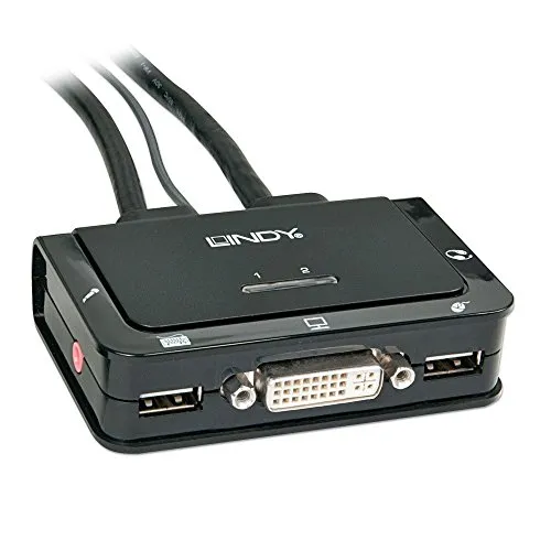 Lindy 42341 DVI KVM Switch - 2-Port USB 2.0 mit Audioanschlüssen, kompakt und ideal für effizientes Multitasking