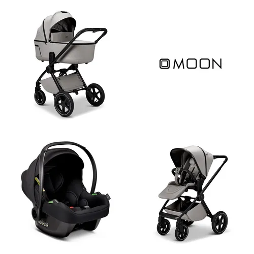 Moon Gio 2.0 Kinderwagen Set mit COSMO 2.0 – Ghost - Vielseitiger 3-in-1 Kombikinderwagen mit ergonomischer Babyschale. Höhenverstellbare Wanne und Sportsitz, Luftreifen für hohen Fahrkomfort und praktischer Memory-Funktion.