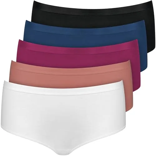 Nur Die 5er Pack Hipster Slip Mehrfarbig aus Baumwolle Stretch Unterwäsche Unterhosen Basic Mehrpack Damen