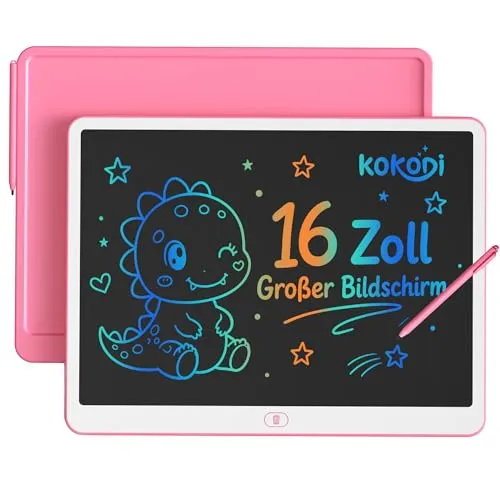 KOKODI Lcd Schreibtafel Kinder für Spielzeug ab 3 jahre, 16 Zoll Heller Bunten Maltafel Zaubertafel für 3 4 5 6 7 8 Jahre, Spielzeuggeschenke Valentinstag Geburtstag Geschenk alt Mädchen Jungen, Rosa