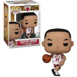 Scottie Pippen White Jersey NBA Chicago Bulls POP! Figur - Action-Figur von Scottie Pippen, 4,25 Zoll hoch aus hochwertigem Vinyl, ideal für Sammler und Basketball-Fans, originalverpackt und ab 3 Jahren geeignet.