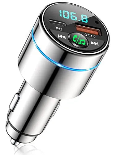Mohard FM Transmitter Auto Bluetooth 5.3 - FM-Transmitter mit Bluetooth 5.3, bietet schnelles Laden mit 30W PD und 18W QC3.0, Noise Cancelling Mikrofon für klare Freisprechanrufe und elegantes Metallgehäuse für Langlebigkeit.