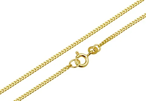Silberketten Store Panzerkette Gold 333 Damen 65cm I filigrane Goldkette Damen hochglanz 1,6mm Stärke I Halskette Echtgold für Frauen mit Federring Verschluss